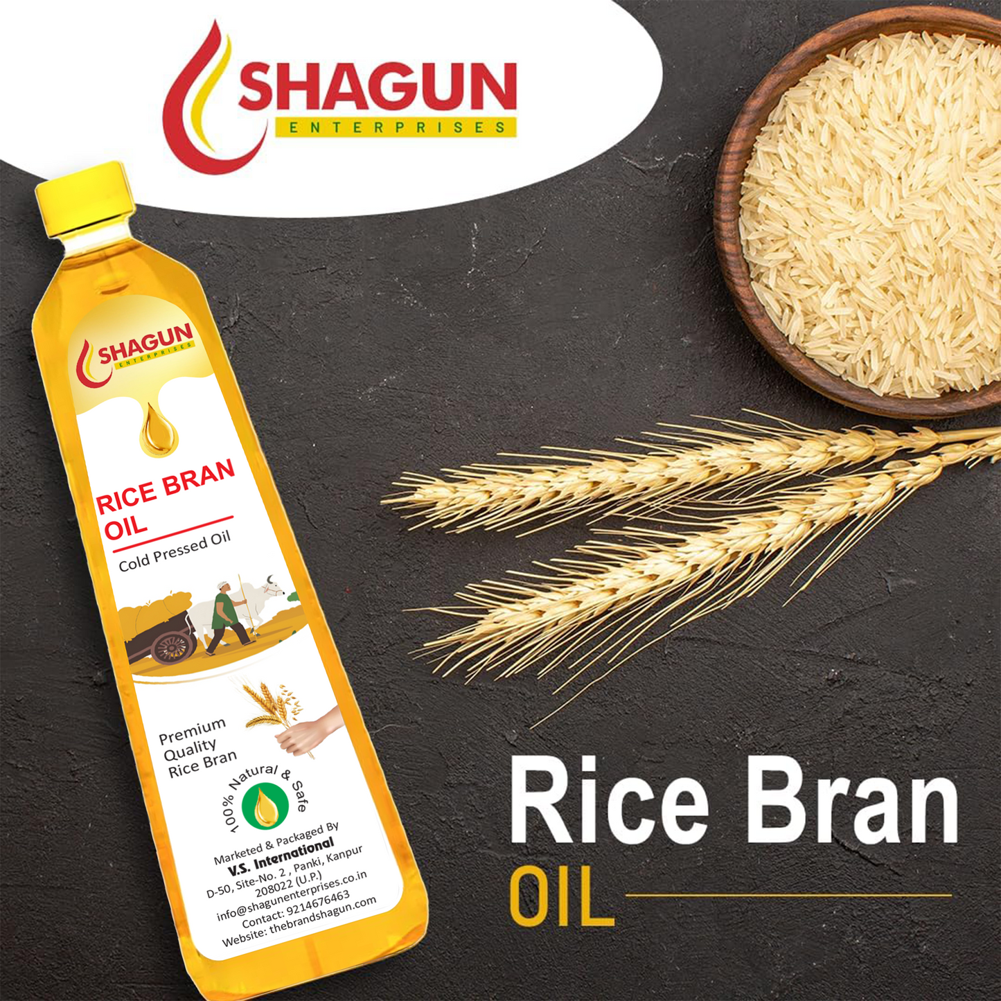 Shagun Rice Bran Oil 1 Litre | Rice Bran Cooking Oil 1 Litre