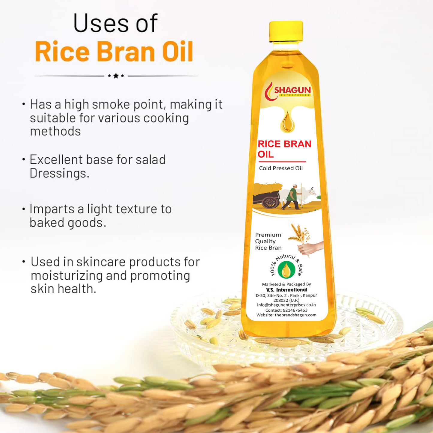 Shagun Rice Bran Oil 1 Litre | Rice Bran Cooking Oil 1 Litre