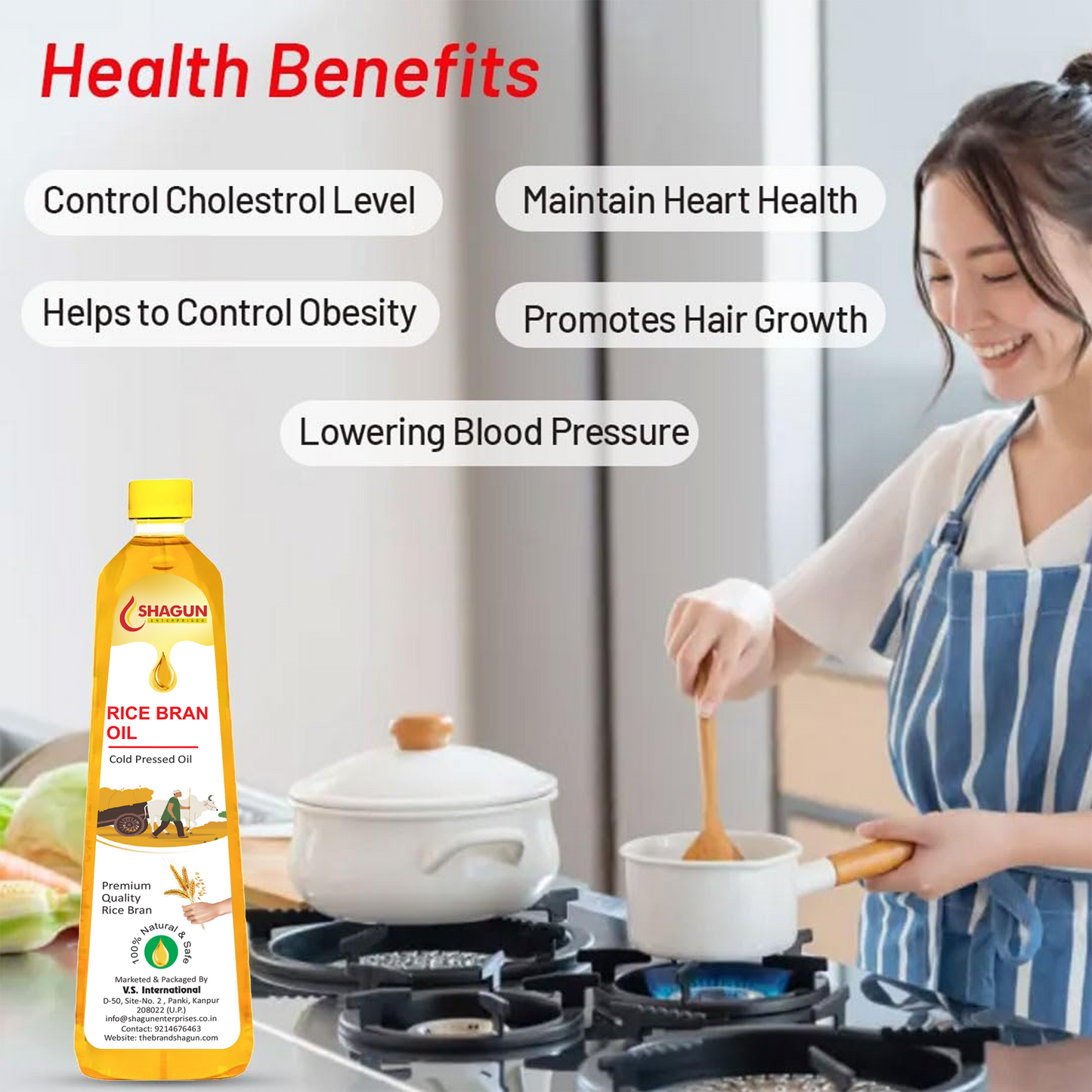 Shagun Rice Bran Oil 1 Litre | Rice Bran Cooking Oil 1 Litre